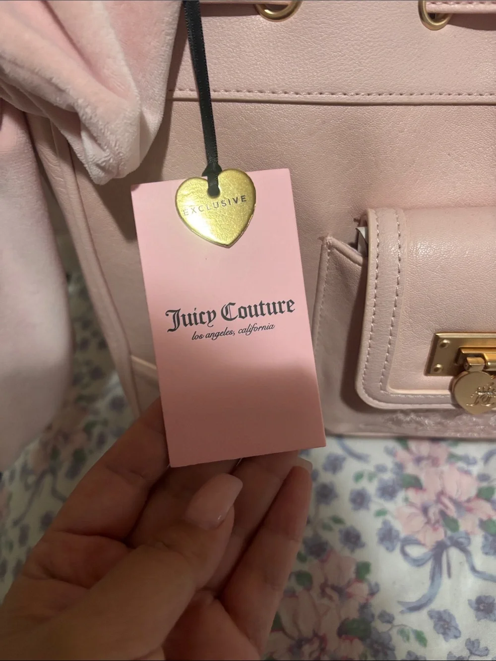Juicy Couture Blush Pink Bow-Accented Tote with Charm Hardware